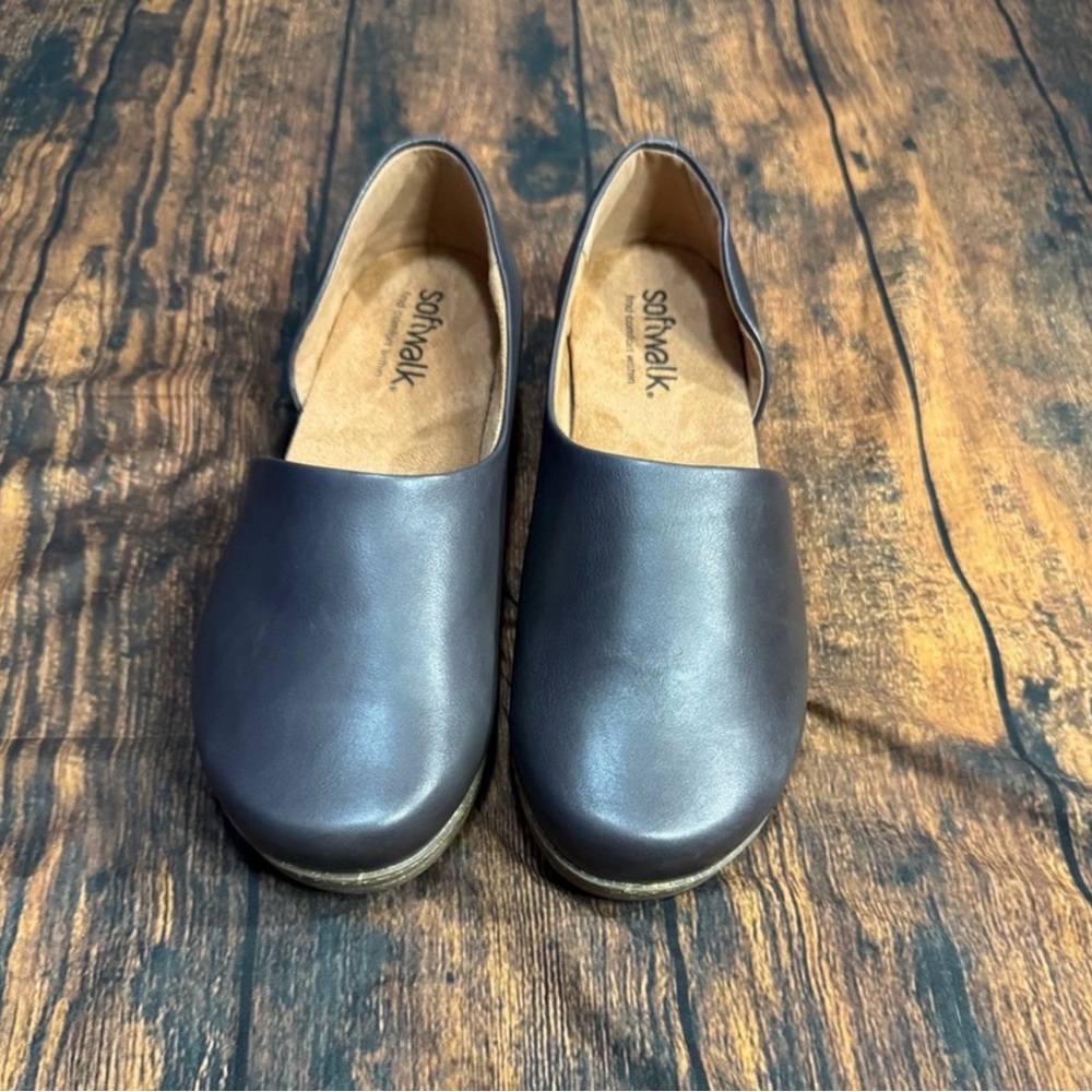 NEW SOFTWALK Addie Leather Clogs in Dark Grey 12 - Picture 3 of 9